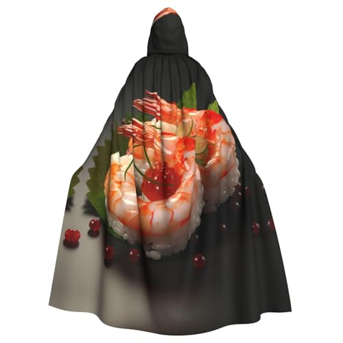 WHJYYXDE Japanisches Sushi-Garnelen-Muster, hochwertiger Halloween-Kapuzenumhang, geeignet für Cosplay-Kostüme von WHJYYXDE