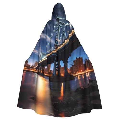 WHJYYXDE New York Manhattan Bridge Night Pattern Quality Halloween Hooded Cape Hooded Cloak Suitable for cosplay costumes von WHJYYXDE