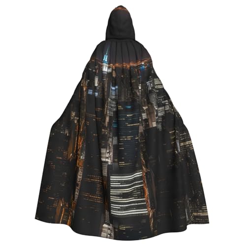 WHJYYXDE New York Night View Printing Halloween Hooded Cape Hooded Cloak Suitable for cosplay costumes, Christmas parties von WHJYYXDE