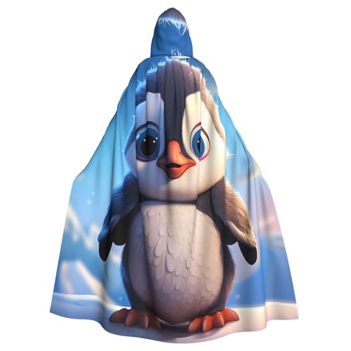 WHJYYXDE Niedlicher Pinguin-Druck, Halloween-Kapuzenumhang, geeignet für Cosplay-Kostüme, Weihnachtsfeiern von WHJYYXDE