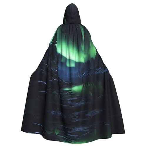 WHJYYXDE Northern Lights Printing Halloween Hooded Cape Hooded Cloak Suitable for cosplay costumes, Christmas parties von WHJYYXDE