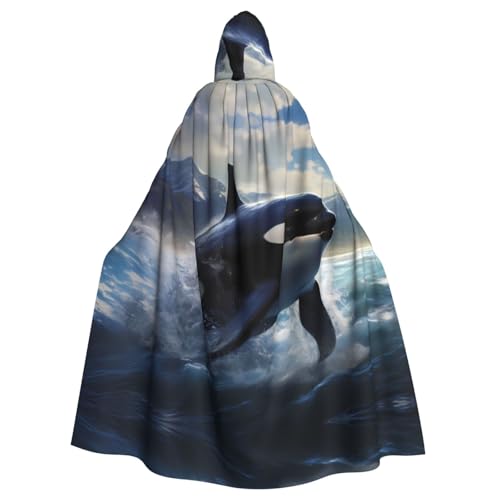 WHJYYXDE Orca Killer Whale Printing Halloween Hooded Cape Hooded Cloak Suitable for cosplay costumes, Christmas parties von WHJYYXDE