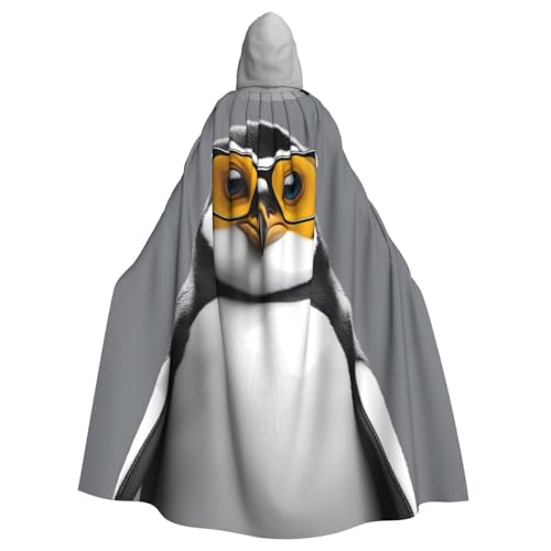 WHJYYXDE Pinguin mit Brille, Muster, hochwertiger Halloween-Kapuzenumhang, geeignet für Cosplay-Kostüme von WHJYYXDE