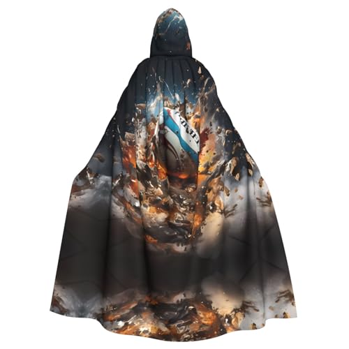 WHJYYXDE Rugby on Fire Printing Halloween Hooded Cape Hooded Cloak Suitable for cosplay costumes, Christmas parties von WHJYYXDE