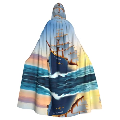 WHJYYXDE Ship Ocean Pattern Quality Halloween Hooded Cape Hooded Cloak Suitable for cosplay costumes von WHJYYXDE