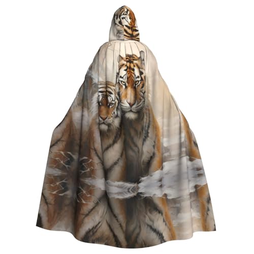 WHJYYXDE Tiger Couple Printed Halloween Hooded Cape Hooded Cloak Suitable for cosplay costumes, Christmas parties von WHJYYXDE