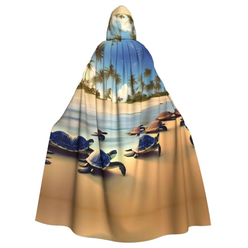 WHJYYXDE Turtles on the beach Prints Halloween Hooded Cape Hooded Cloak Suitable for cosplay costumes, Christmas parties von WHJYYXDE