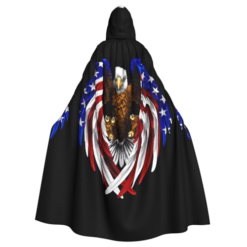 WHJYYXDE Umhang mit USA-Flagge, patriotisches Adlermuster, hochwertiger Halloween-Kapuzenumhang, geeignet für Cosplay-Kostüme von WHJYYXDE