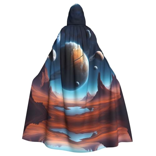 WHJYYXDE Universe Planet Printing Halloween Hooded Cape Hooded Cloak Suitable for cosplay costumes, Christmas parties von WHJYYXDE