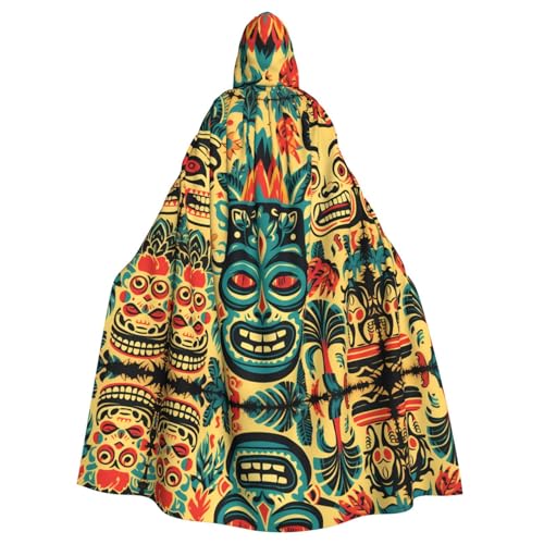 WHJYYXDE Vintage Aloha Tiki Muster Muster Qualität Halloween Kapuzenumhang Kapuzenumhang Geeignet für Cosplay-Kostüme von WHJYYXDE