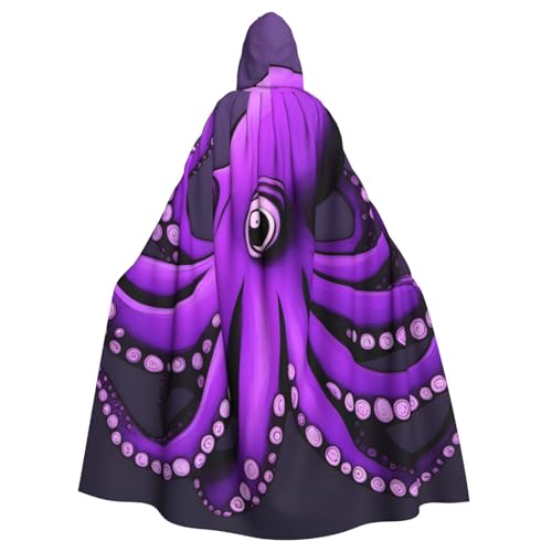 WHJYYXDE Violettes Oktopus-Muster, hochwertiger Halloween-Kapuzenumhang, geeignet für Cosplay-Kostüme von WHJYYXDE