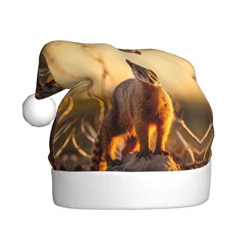 WHJYYXDE Weihnachtsmütze für Erwachsene – hochwertiger Stoff mit weichem Stoff für Feiertage, Partys, Erdmännchen-Drucke WHJYYXDE Weihnachtsmütze für Erwachsene – hochwertiger Stoff mit weichem Stoff für Feiertage, Partys, Erdmännchen-Drucke von WHJYYXDE