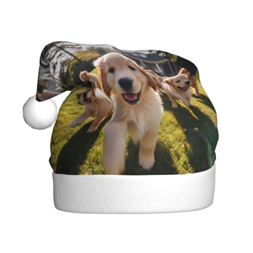 WHJYYXDE Weihnachtsmütze für Erwachsene – hochwertiger Stoff mit weichem Stoff für Feiertage, Partys, Golden Retriever Welpen Drucke WHJYYXDE Weihnachtsmütze für Erwachsene – hochwertiger Stoff mit weichem Stoff für Feiertage, Partys, Golden Retriever Welpen Drucke von WHJYYXDE