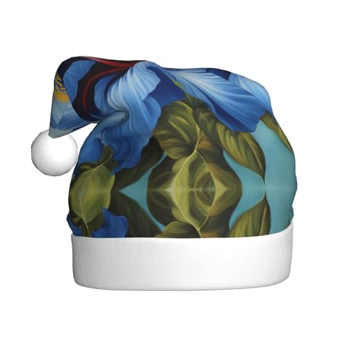 WHJYYXDE Weihnachtsmütze für Erwachsene – hochwertiger Stoff mit weichem Stoff für Feiertage, Partys, blauer Hibiskus-Druck WHJYYXDE Weihnachtsmütze für Erwachsene – hochwertiger Stoff mit weichem Stoff für Feiertage, Partys, blauer Hibiskus-Druck von WHJYYXDE