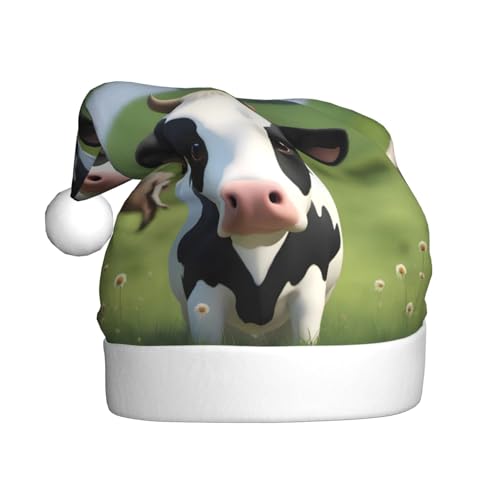 WHJYYXDE Weihnachtsmütze für Erwachsene – hochwertiger Stoff mit weichem Stoff für Feiertage, Partys, niedliche kleine Kuh-Aufdrucke WHJYYXDE Weihnachtsmütze für Erwachsene – hochwertiger Stoff mit weichem Stoff für Feiertage, Partys, niedliche kleine Kuh-Aufdrucke von WHJYYXDE