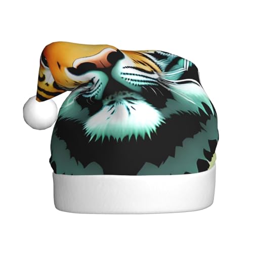 WHJYYXDE Weihnachtsmütze für Erwachsene – hochwertiger Stoff mit weichem Stoff für Feiertage, kleine dicke Tigerkopf-Drucke WHJYYXDE Weihnachtsmütze für Erwachsene – hochwertiger Stoff mit weichem Stoff für Feiertage, kleine dicke Tigerkopf-Drucke von WHJYYXDE