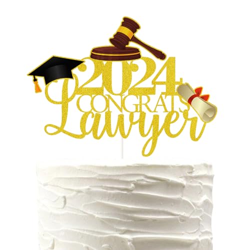 2022 Congrats Anwalt Kuchenaufsatz, Congrats Grade Cake Topper, Anwalt Cake Topper – 2022 Gesetz, Schulabschluss, Party Dekorationen Zubehör, Gold Glitter von WHPCT