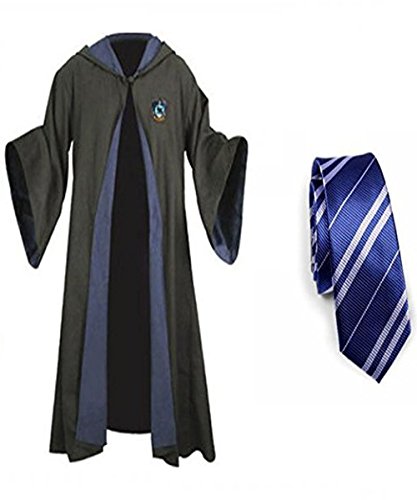 WHSUXAYC Hogwarts Magician Robe, Ravenclaw Cape, Youth Adult Uniform, Halloween Carnival Cosplay Costume (Blue, L) von WHSUXAYC