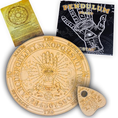 WICCSTAR Graviertes Pendelbrett aus Holz für Weissagungspraktiken und Ouija-Brett spirituelle Sitzungen 20 cm Premium-Qualität Hexerei Zubehör Ergänzung zu Ihrem Hexendekor von WICCSTAR