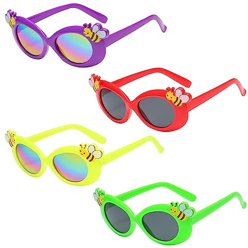 WIDEBG Sonnenbrille Kinder Brille Biene Sonnenbrillen Hawaii Partybrillen Bee Sonnenbrille Hawaiian Tropical Brille Kostüm Party Sonnenbrille Dekoration 4 Stück von WIDEBG