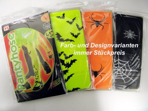 WIDMANN 4731H, Strumpfhose für Kinder orange neon mit Spinnen - Halloween, Größe M für 4-6 Jahre von WIDMANN MILANO PARTY FASHION