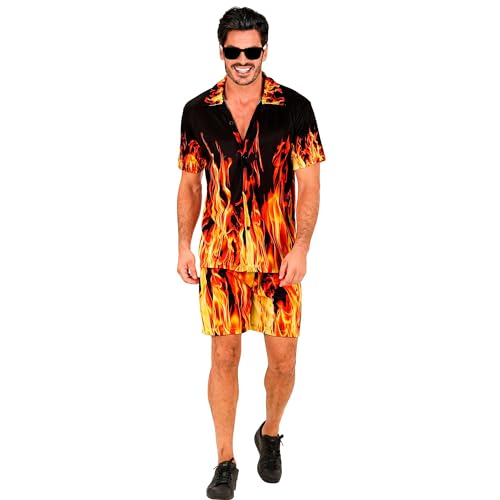 W WIDMANN MILANO Party Fashion - Kostüm Feuer Mann, kurzarm Hemd und Shorts, Teufel, Flammen, Sommer Outfit, Halloween von W WIDMANN MILANO Party Fashion