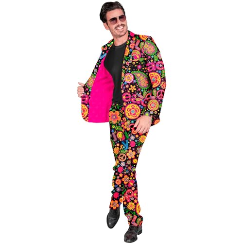 WIDMANN MILANO PARTY FASHION - Kostüm Party Fashion Anzug, Hippie Muster, Jackett und Hose, Neon, Flower Power, Peace, Showmen von W WIDMANN MILANO Party Fashion