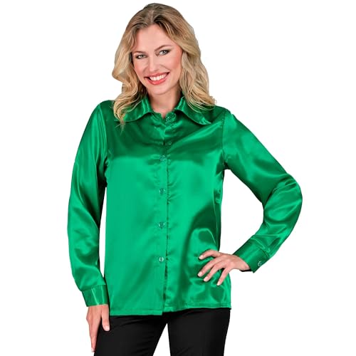 W WIDMANN MILANO Party Fashion - Satin Bluse für Damen, 70er Jahre Disco Fever, Retro Style, Schlagermove, Party Shirt, Damenhemd von W WIDMANN MILANO Party Fashion