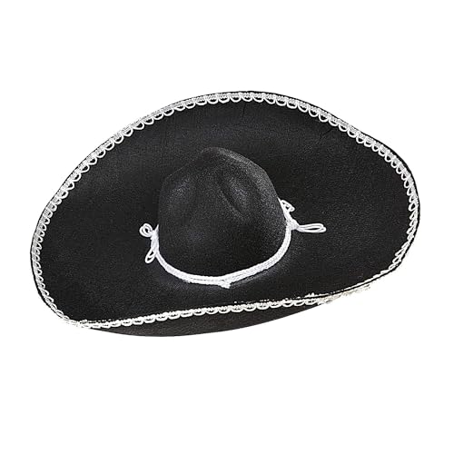 W WIDMANN MILANO Party Fashion, Mexikanischer schwarzer Sombrero, authentisches Design, langlebiger Filz, unisex, pflegeleicht, verstellbare Größe, perfekt für alle festlichen Anlässe von WIDMANN MILANO PARTY FASHION