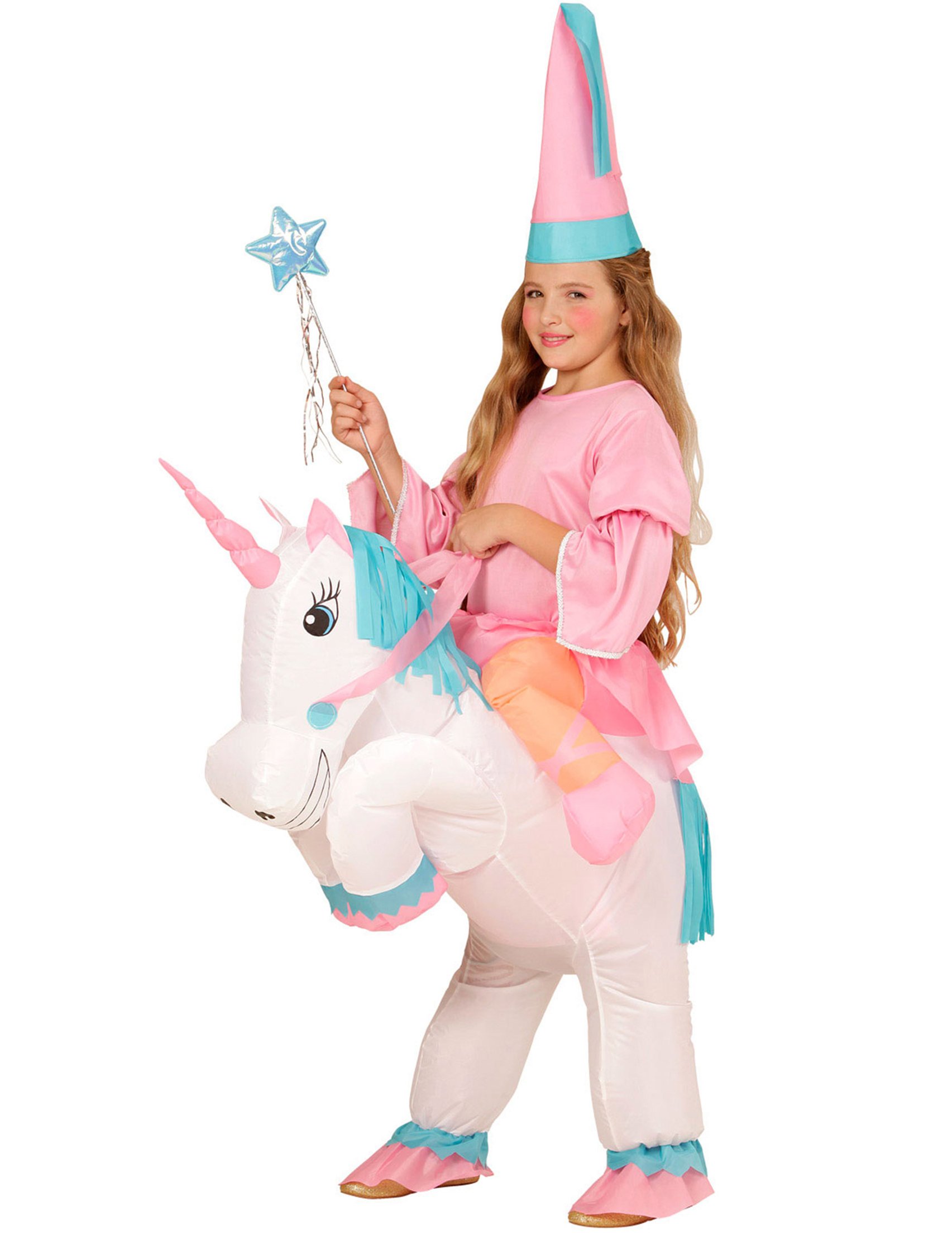 Aufblasbares Prinzessin auf Einhorn Kinderkostüm weiss-rosa-blau Aufblasbares Prinzessin auf Einhorn Kinderkostüm weiss-rosa-blau von WIDMANN