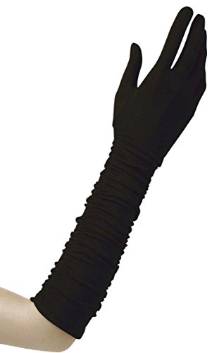 "BLACK LONG PLISS ELASTANE GLOVES" 40 cm - suitable also for man - (One Size Fits Most Adult) von WIDMANN