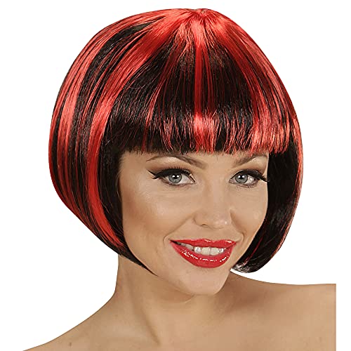 Widmann 04952 - Perücke Fashion Streaks, schwarz-rote, Disco, Mottoparty, Karneval von W WIDMANN MILANO Party Fashion