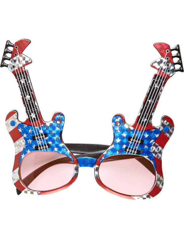 Brille Rockgitarre Amerika blau-weiß-rot von WIDMANN