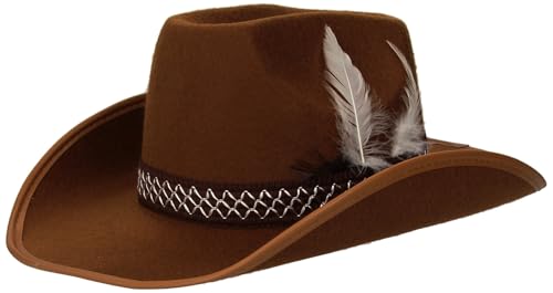 "COWBOY HAT WITH FEATHERS" brown -felt - von WIDMANN