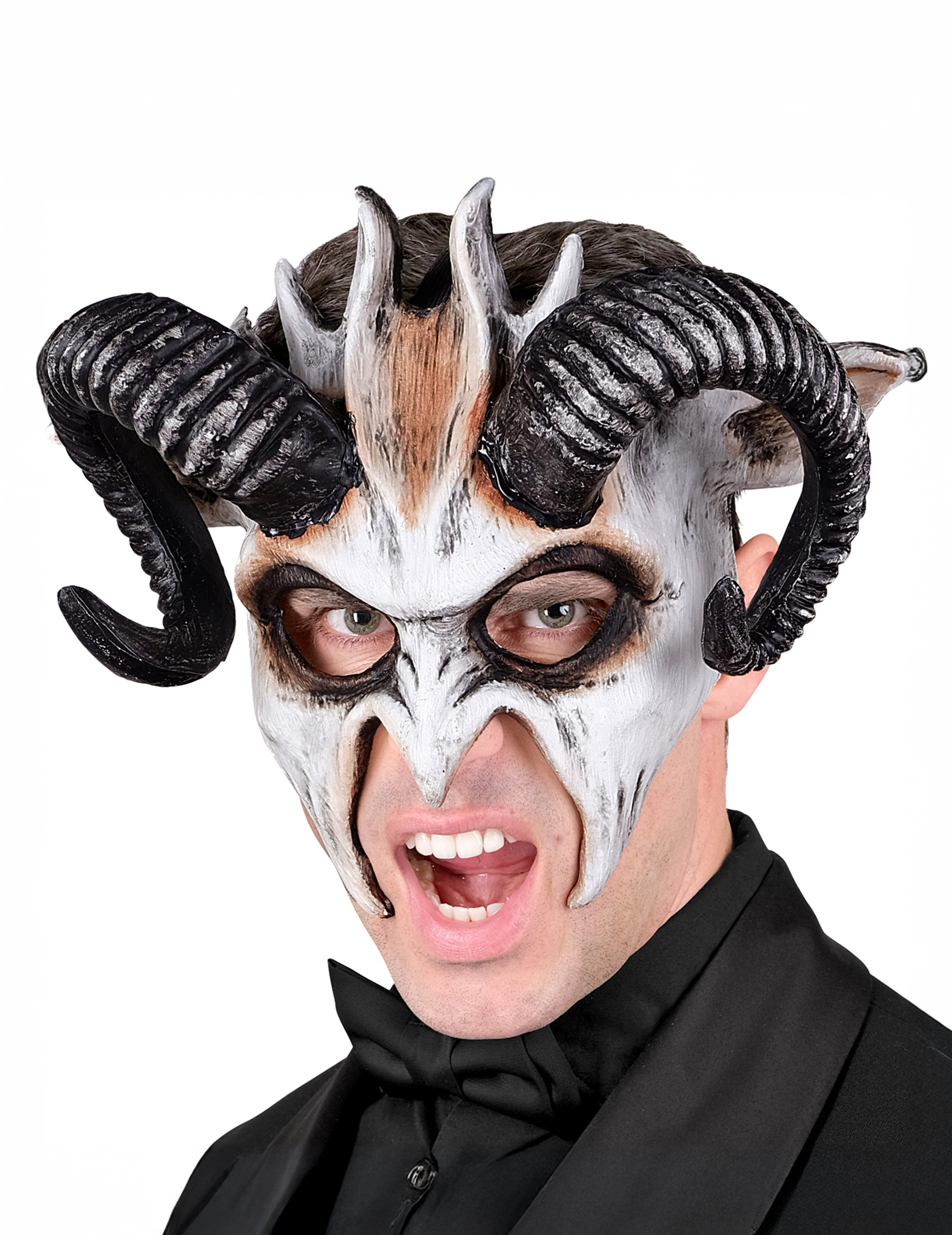 Dämonen Maske mit Hörnern weiß Dämonen Maske mit Hörnern weiß von WIDMANN
