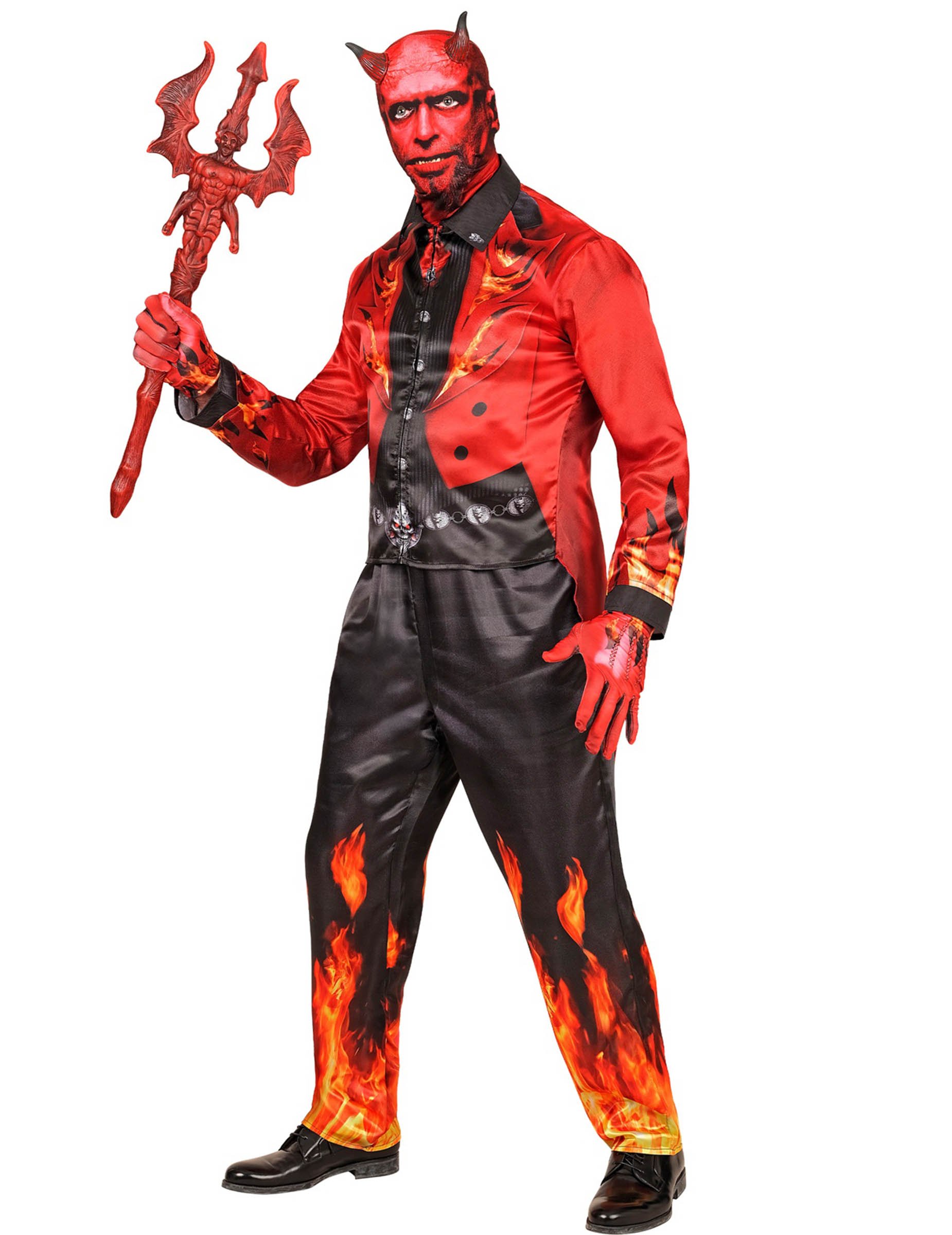 Flammender Teufel Komplettkostüm für Erwachsene Flammender Teufel Komplettkostüm für Erwachsene von WIDMANN