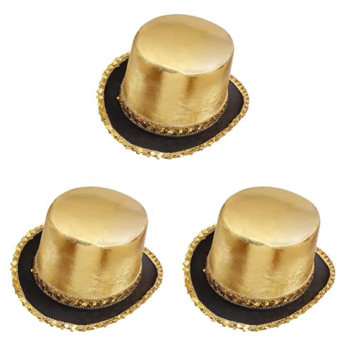 "GOLD LAM TOP HAT WITH SEQUIN TRIM" - (Packung mit 3) von WIDMANN