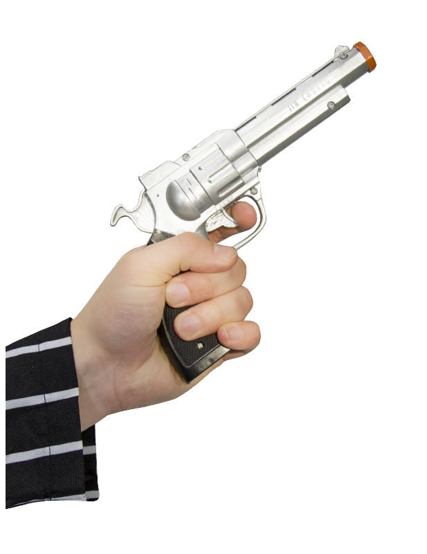 Gangster Revolver silber-schwarz 18cm von WIDMANN