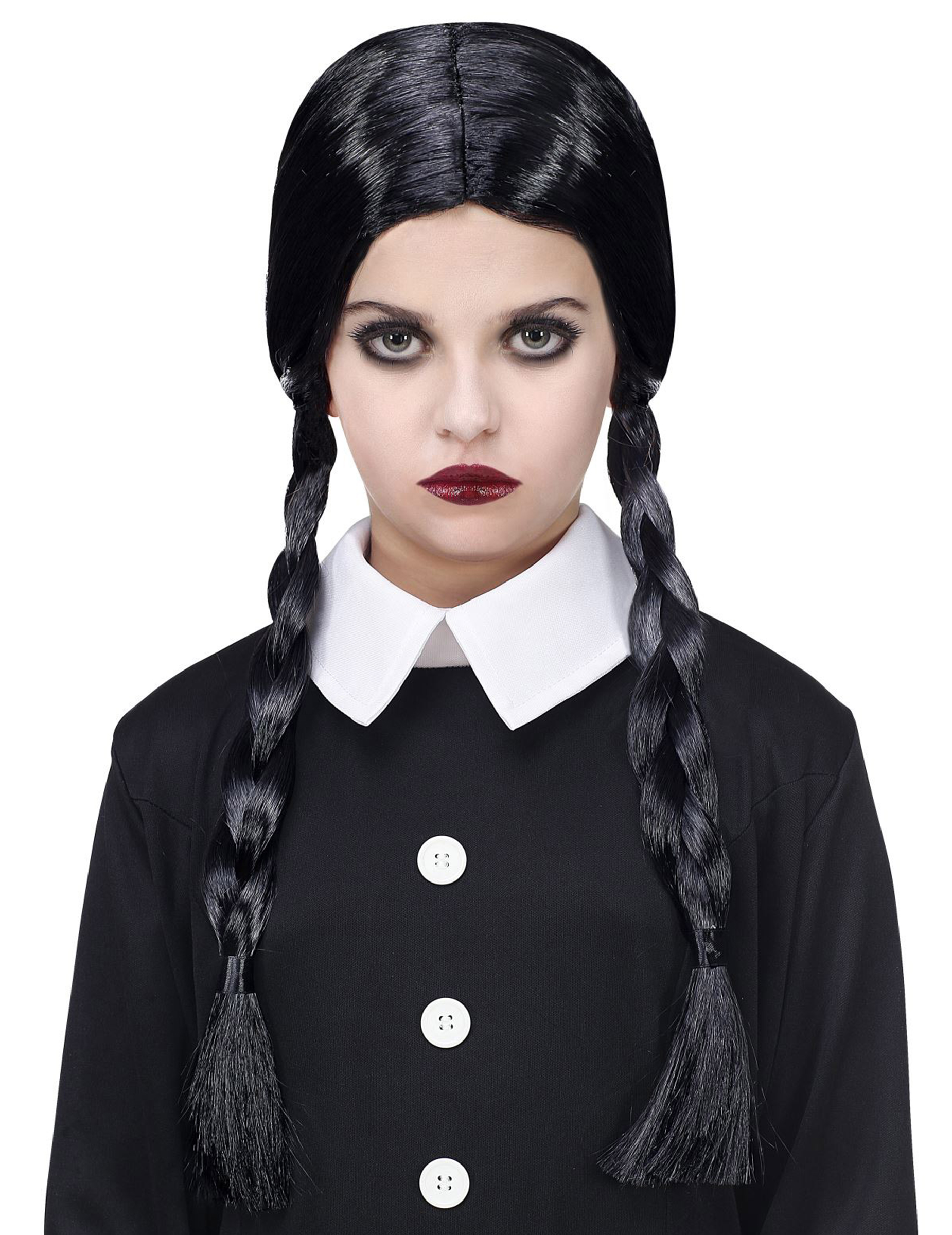 Gothic-Mädchenperücke für Damen Halloween-Accessoire schwarz von WIDMANN