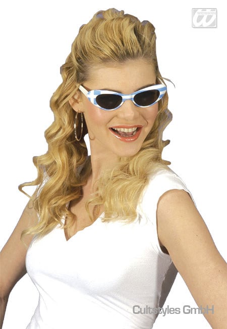 Griechenland Fan Brille Damen weiss-blau von WIDMANN