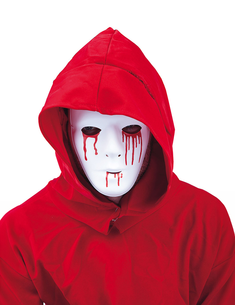 Halloween-Maske mit blutenden Wunden Vollmaske weiss-rot von WIDMANN