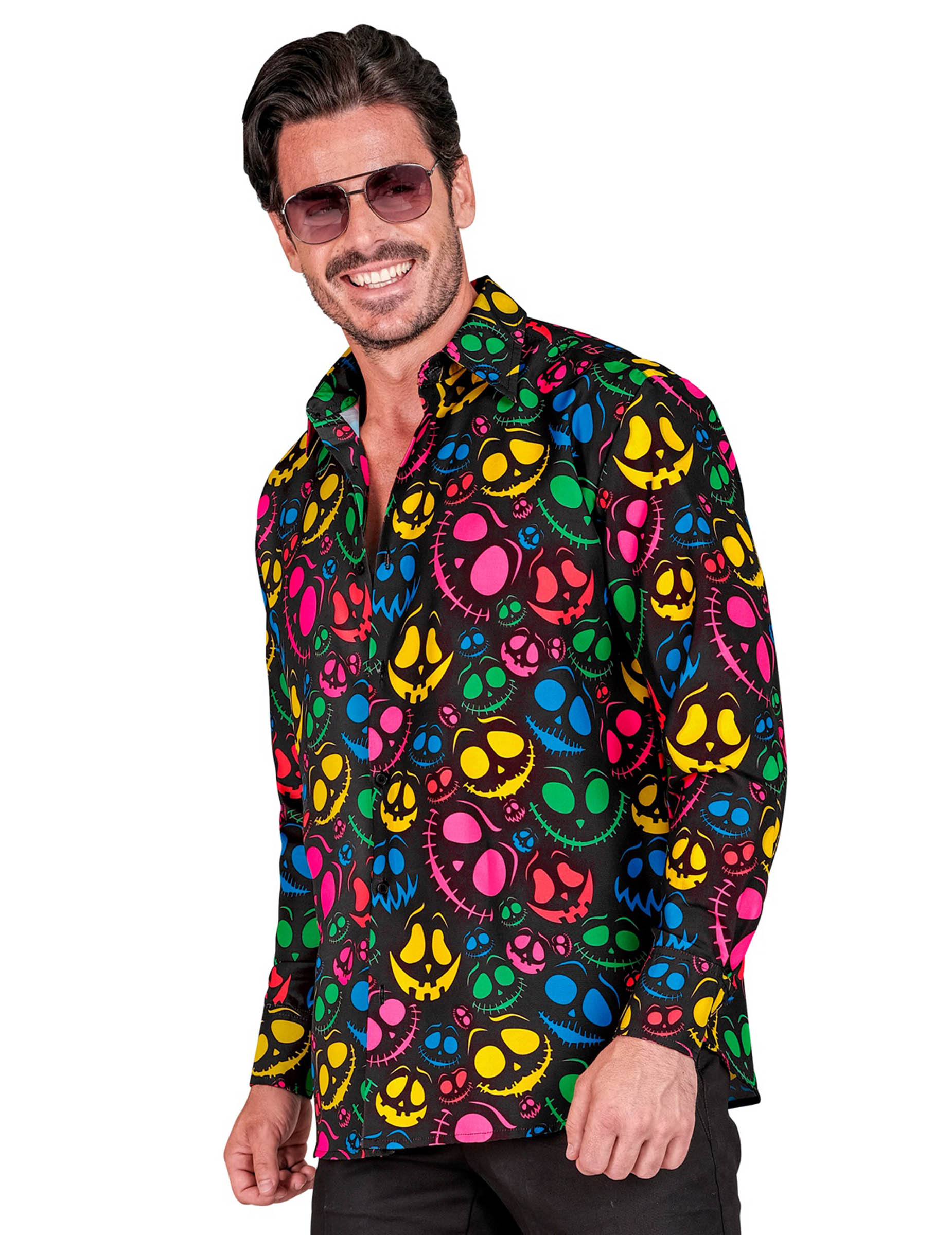 Halloween Neon Geisterhemd für Herren Halloween Neon Geisterhemd für Herren von WIDMANN