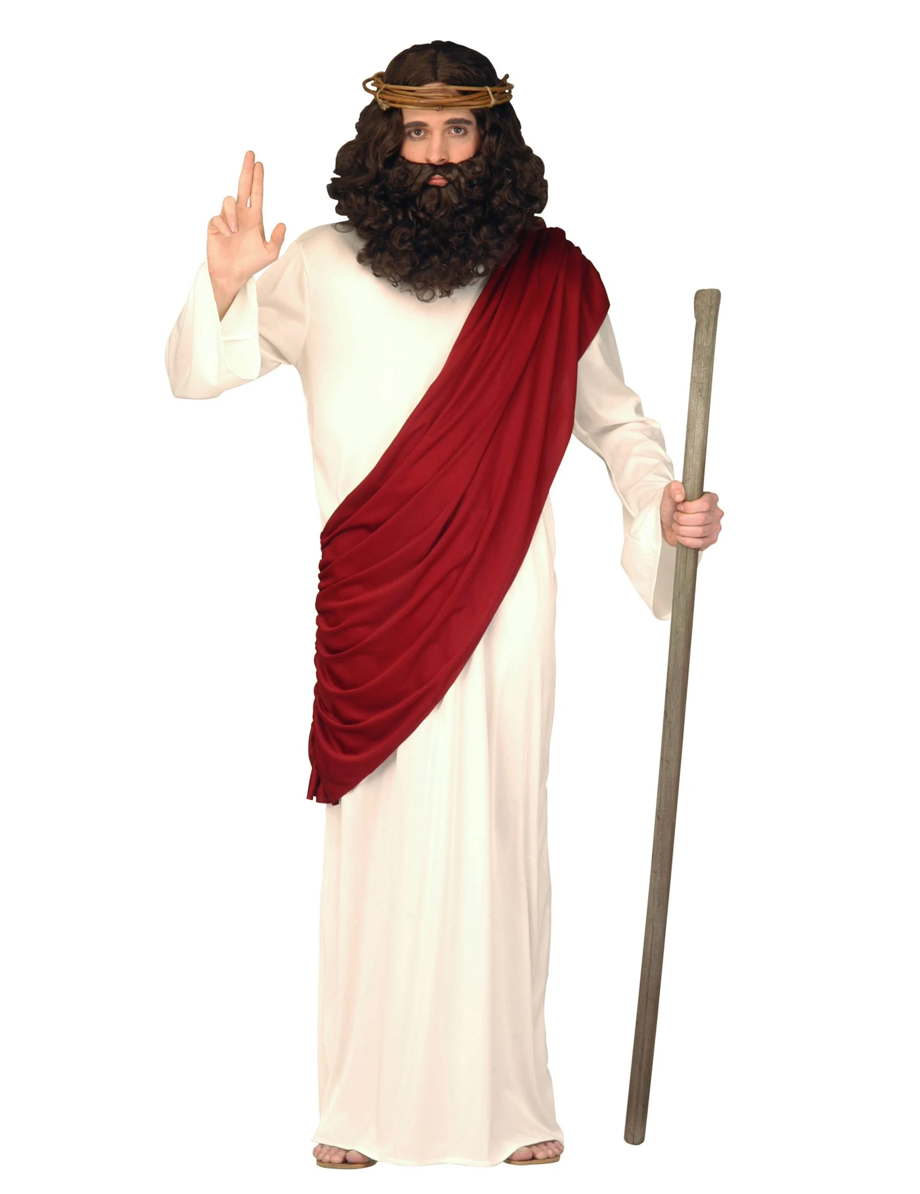 Jesus-Kostüm Religiöses Herrenkostüm Prophet weiss-rot von WIDMANN