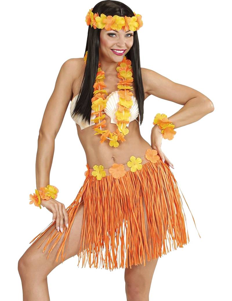 Kostüm Hawaii für Damen gelb-orange von WIDMANN