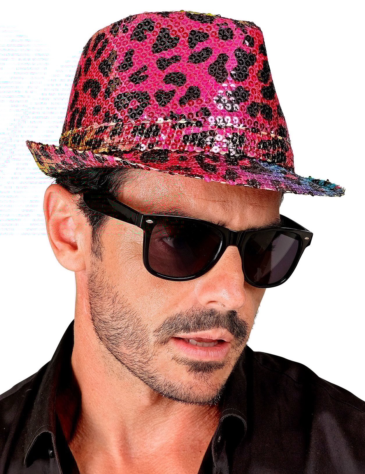 Pailletten Hut Bunt mit Leoprint für Erwachsene Pailletten Hut Bunt mit Leoprint für Erwachsene von WIDMANN