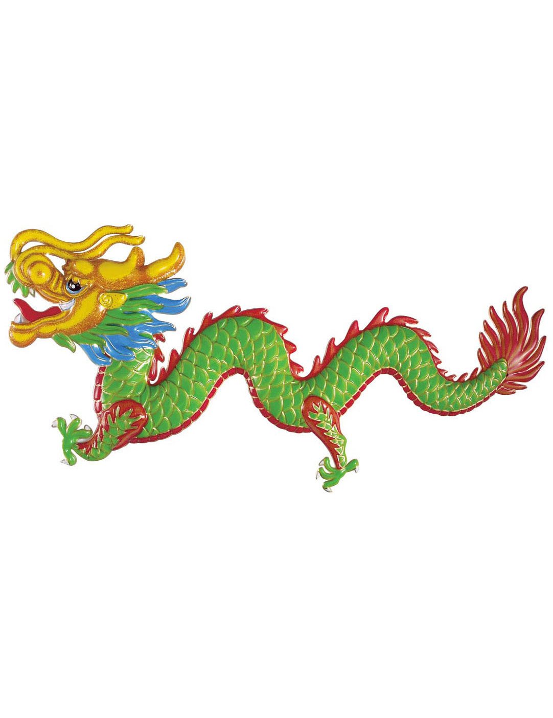 Party Deko Chinesischer Drache grün-rot-gelb-blau 100cm von WIDMANN