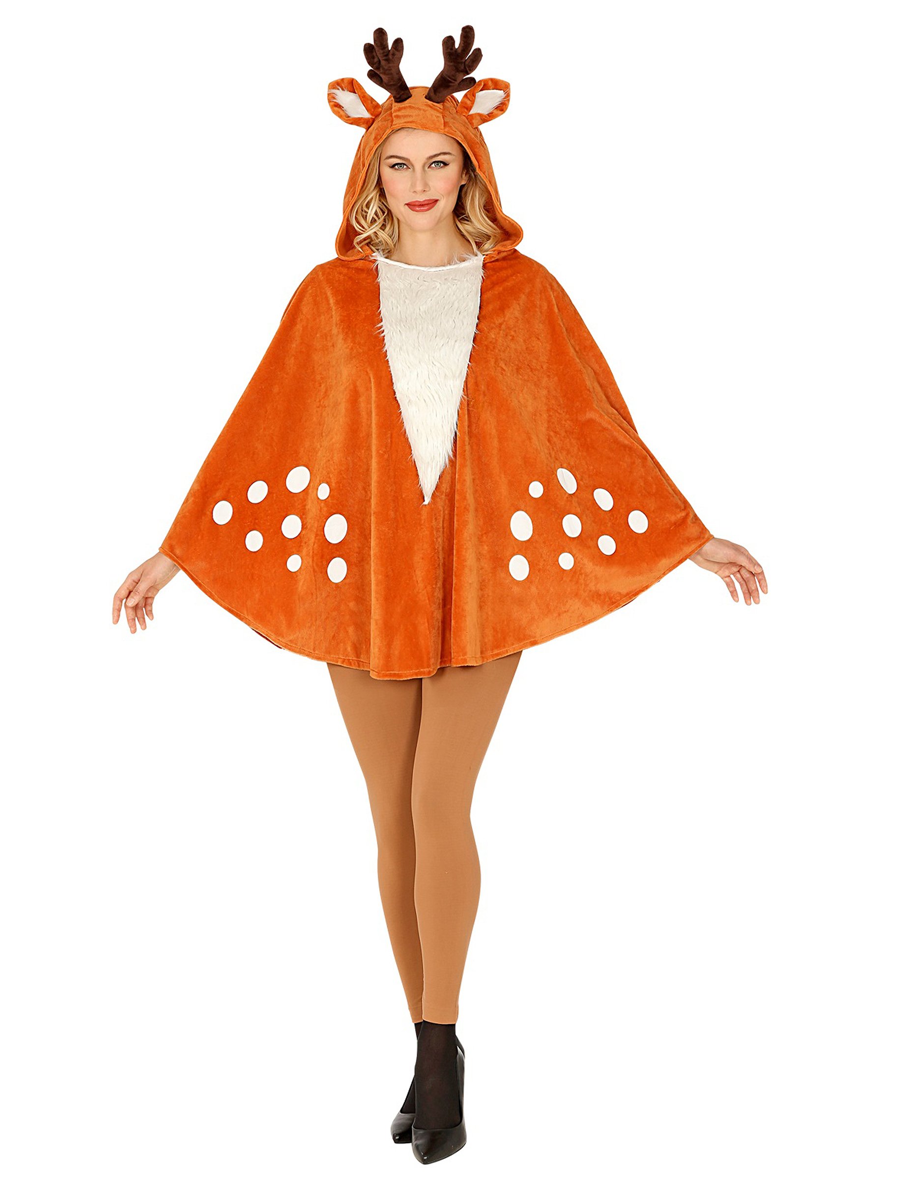 Rentier Poncho Erwachsene orange mit Geweih-Kapuze Rentier Poncho Erwachsene orange mit Geweih-Kapuze von WIDMANN