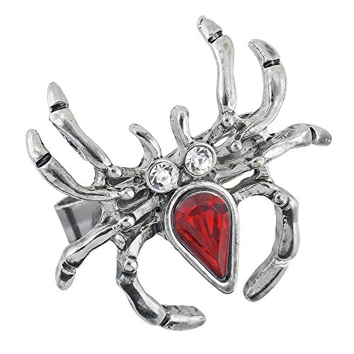 "SPIDER RING WITH RED GEM & STRASS" - von WIDMANN