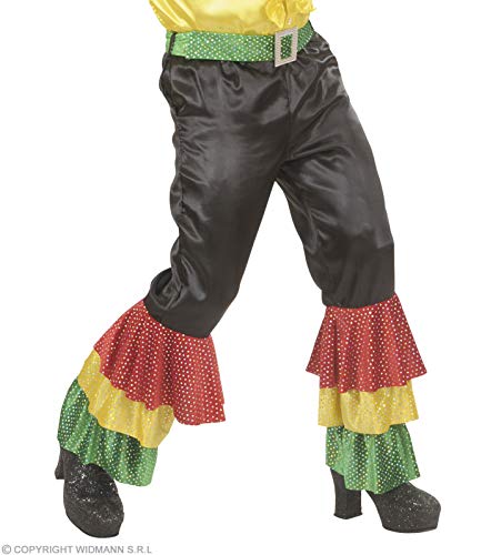 Satinhose schwarz mit 3 Col Pailletten Gürtel Herren Kostüm Groß für 70er Jahre Travolta Night Fever Mottoparty Verkleidung von WIDMANN MILANO PARTY FASHION