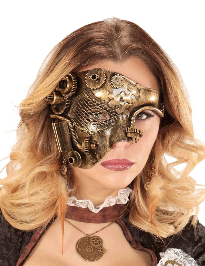 Steampunk-Halbmaske gold von WIDMANN